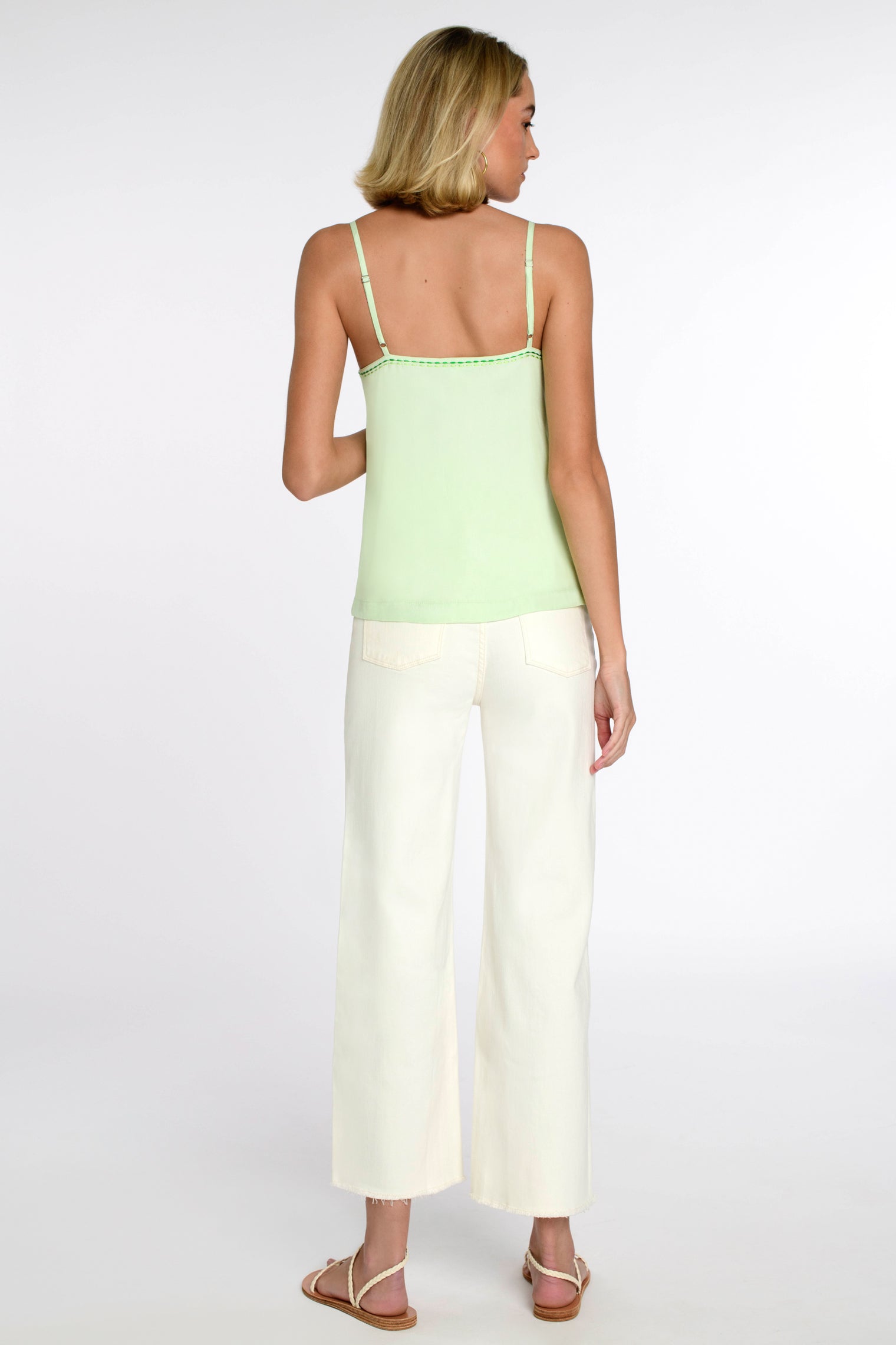 Embroidered Cami | Green Mist - Sea Grass