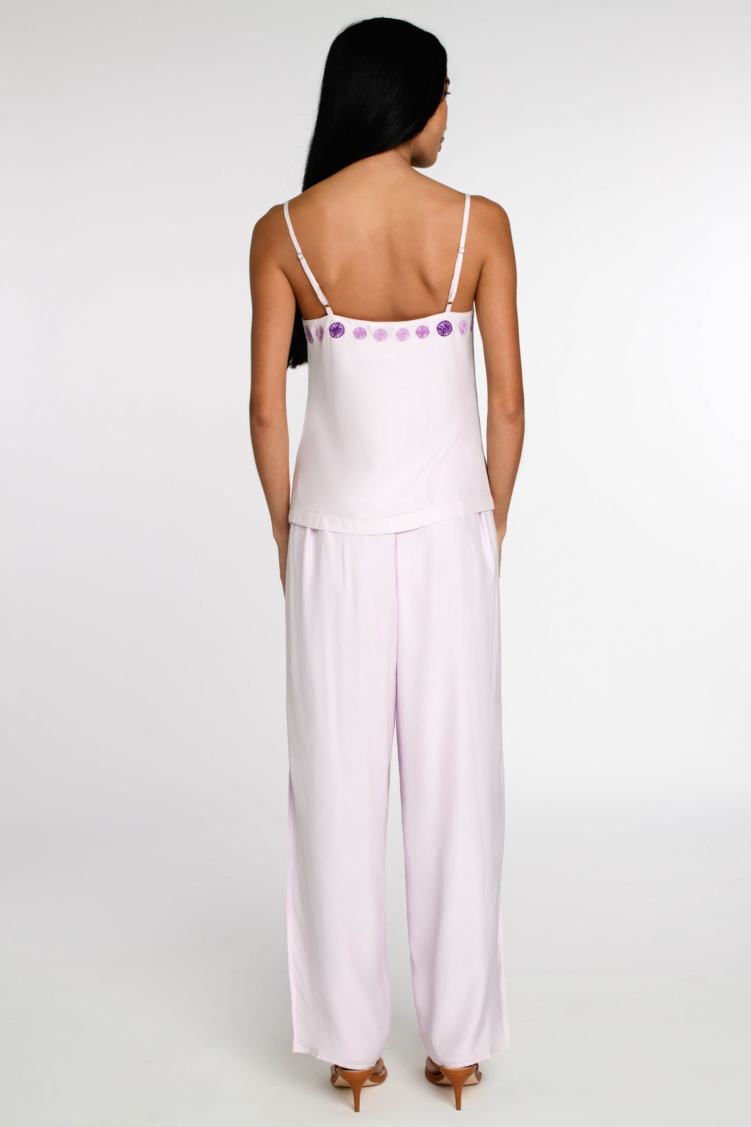 Embroidered Cami | Lavender Fog - Sand Dollar