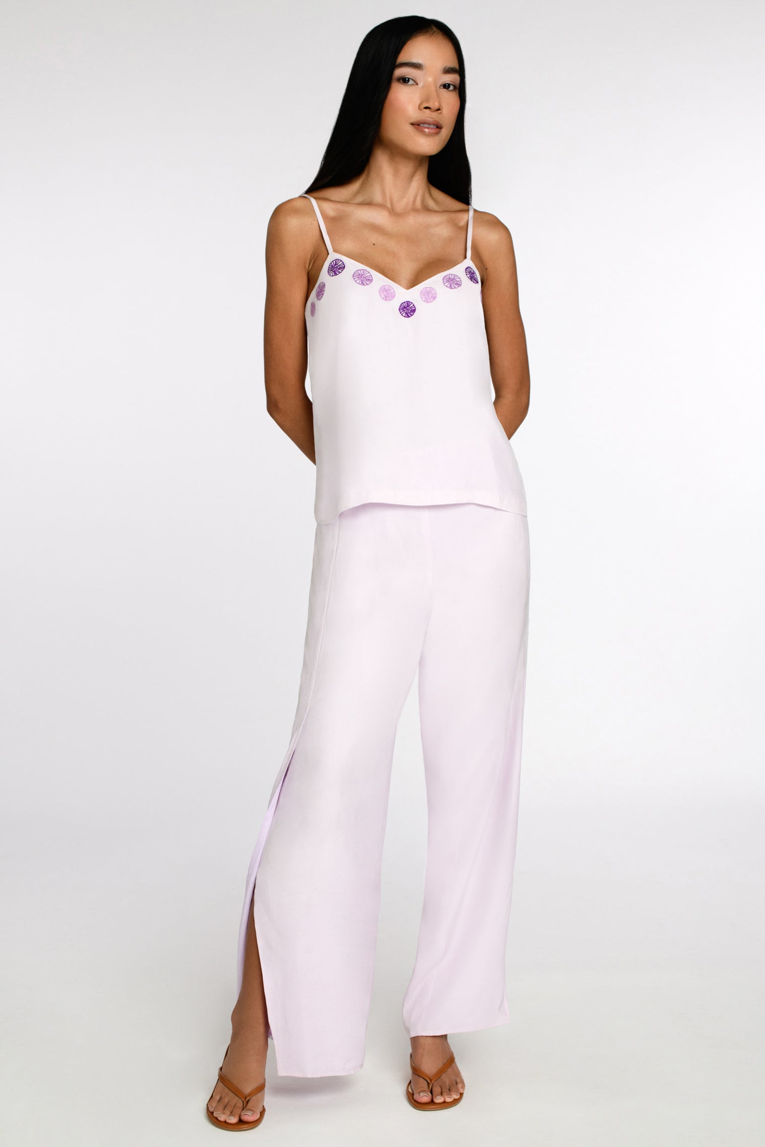 Embroidered Cami | Lavender Fog - Sea Urchin